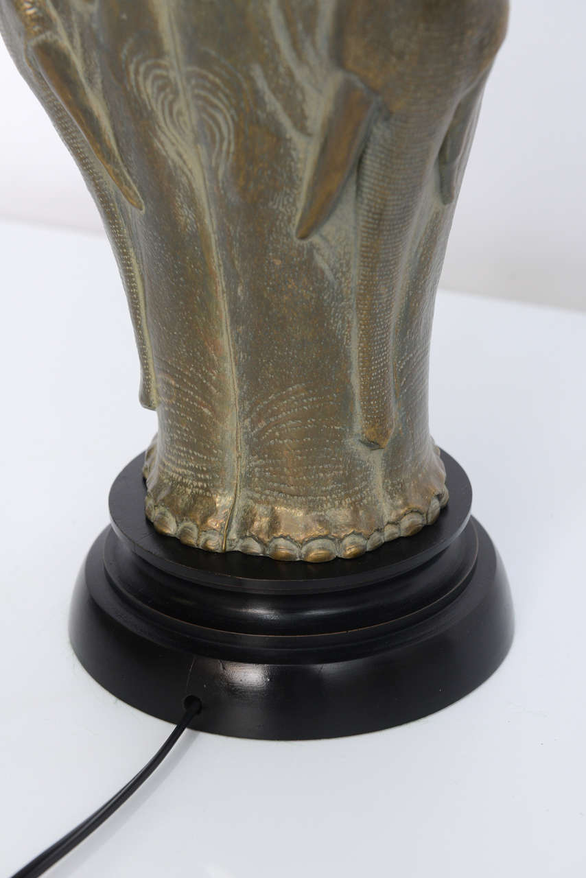 Late 20th Century Chapman Sculptural Bronze Elephant Table Lamp