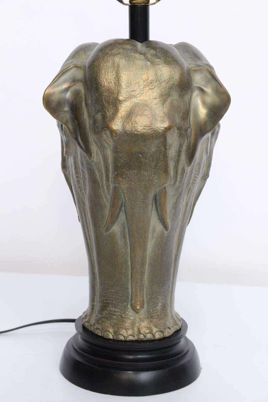 Wood Chapman Sculptural Bronze Elephant Table Lamp
