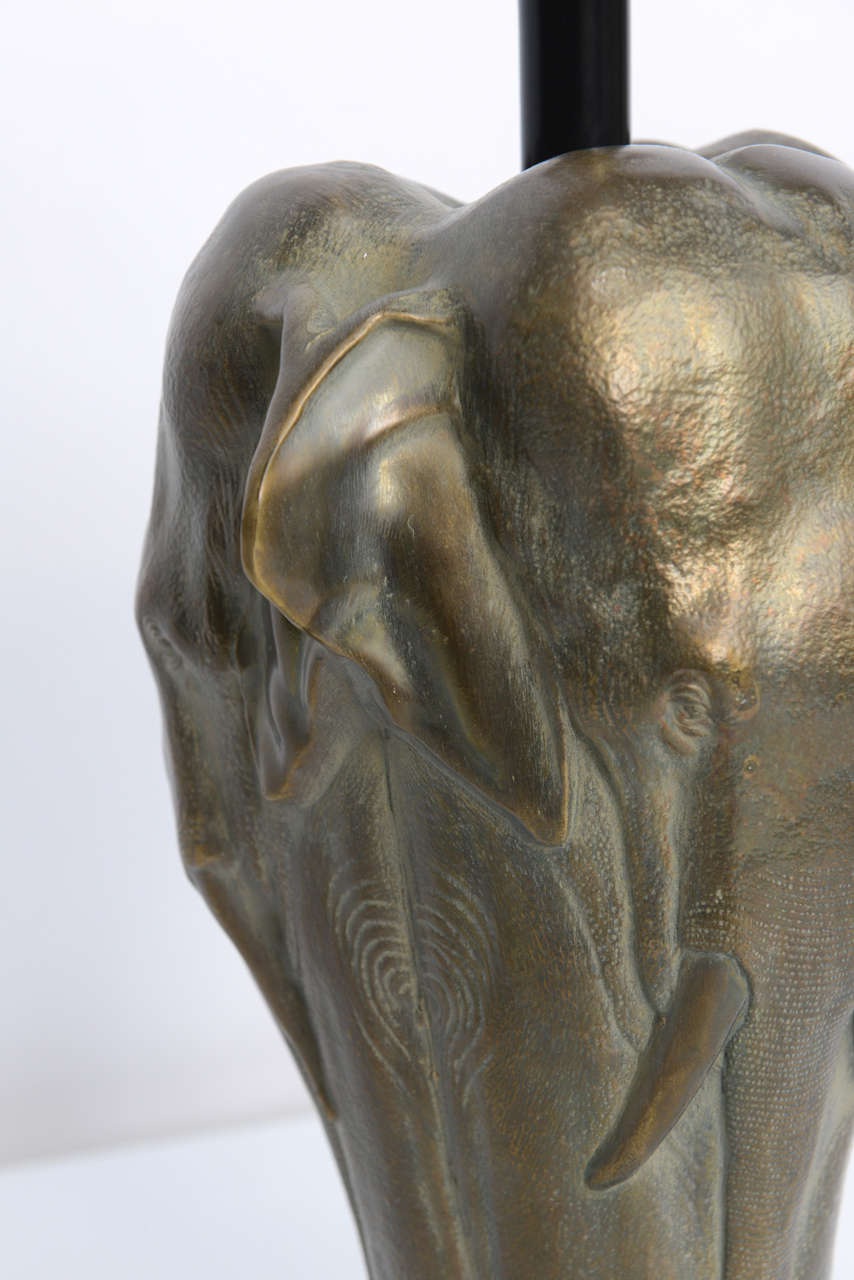 Chapman Sculptural Bronze Elephant Table Lamp 1