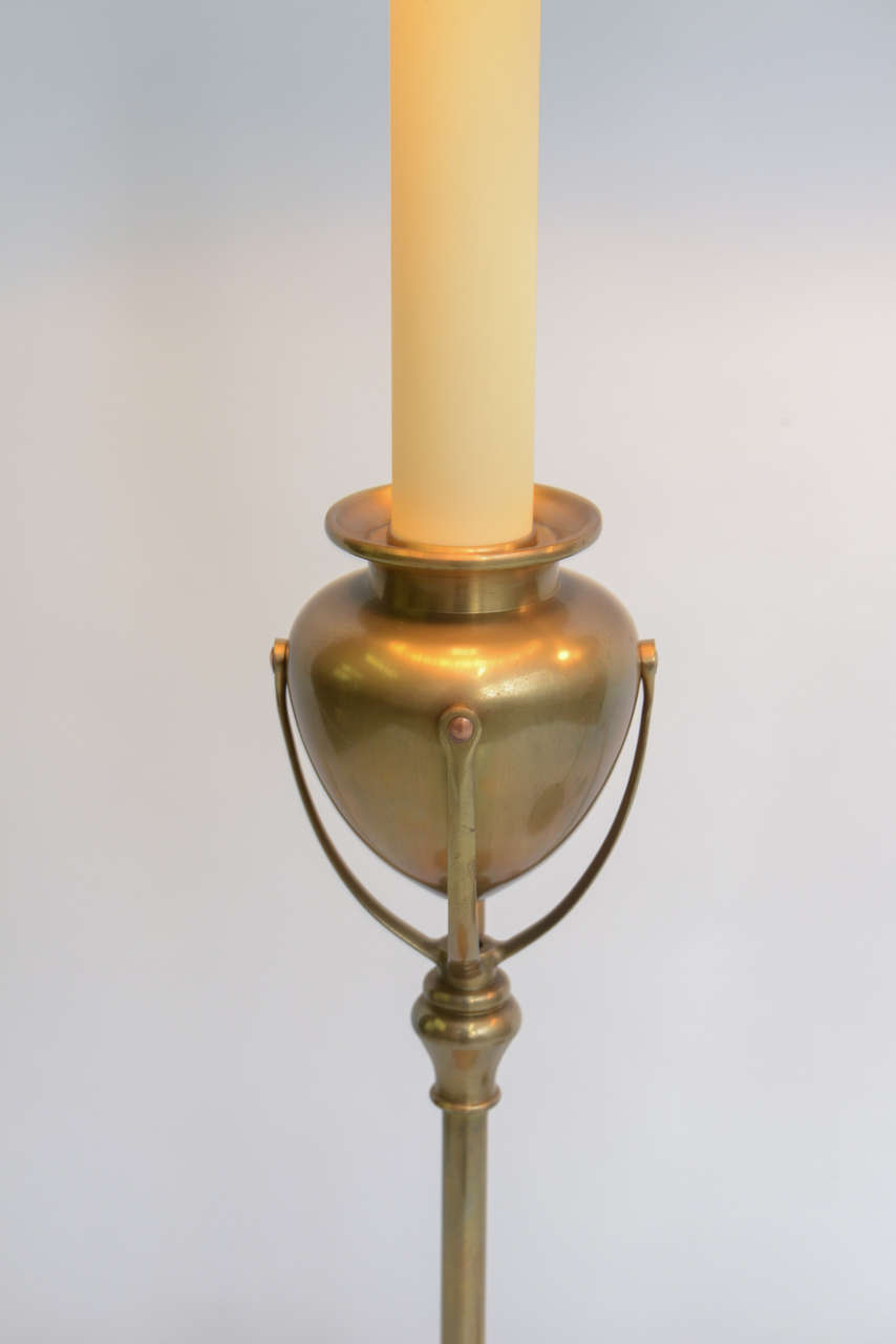 Tiffany Style Large Chapman Brass Candlestick Table Lamps at 1stDibs tiffany candlestick lamp