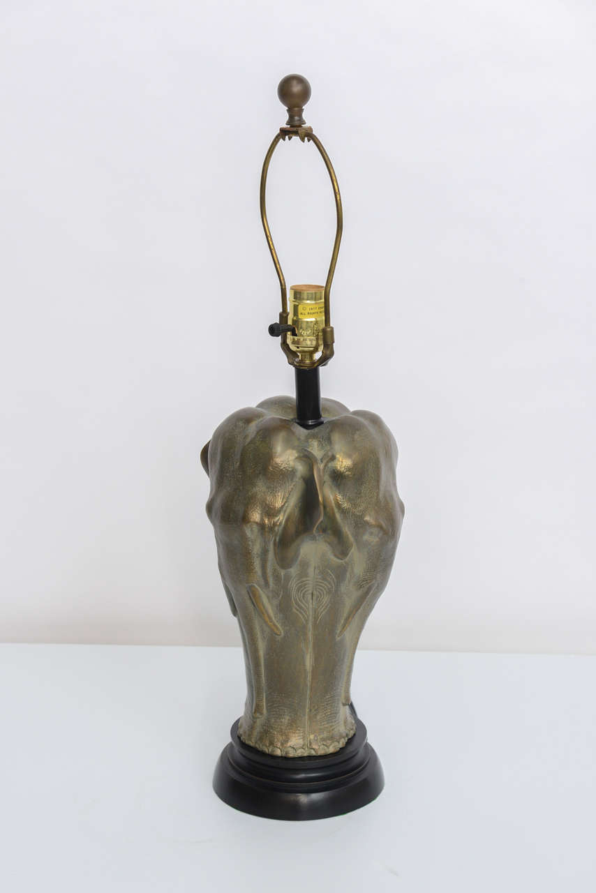 Chapman Sculptural Bronze Elephant Table Lamp at 1stDibs brass