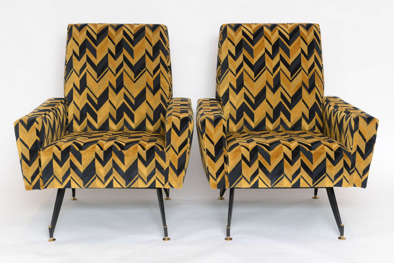 Very sculptural, the legs alone make a bold statement. The velvet fabric on era design adds to their bold look.