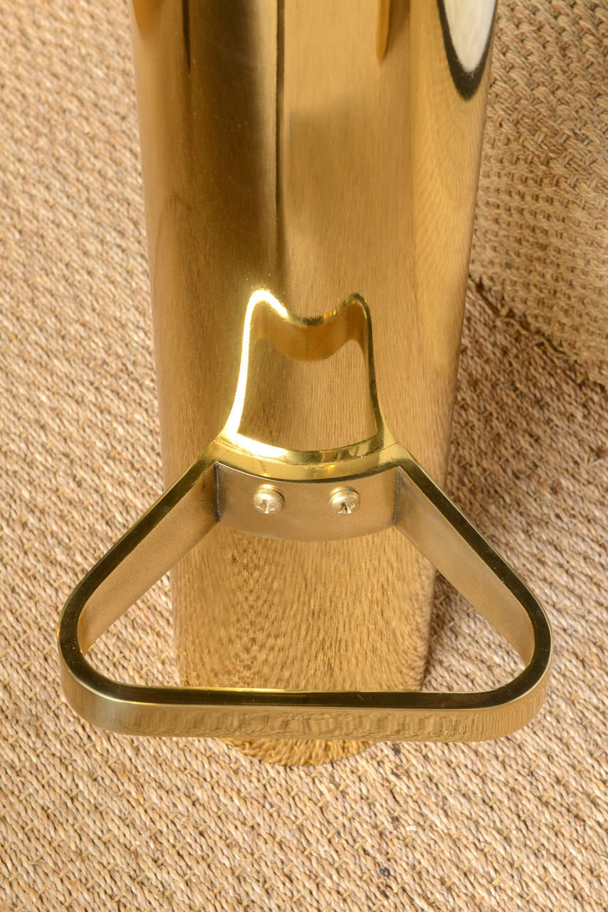 Karl Springer Style Rare Heavy Polished Brass Tilted Bar Stools, Set of Four 3