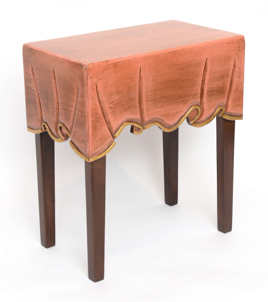 American Decorative Table Cloth Clad Wood Side Table
