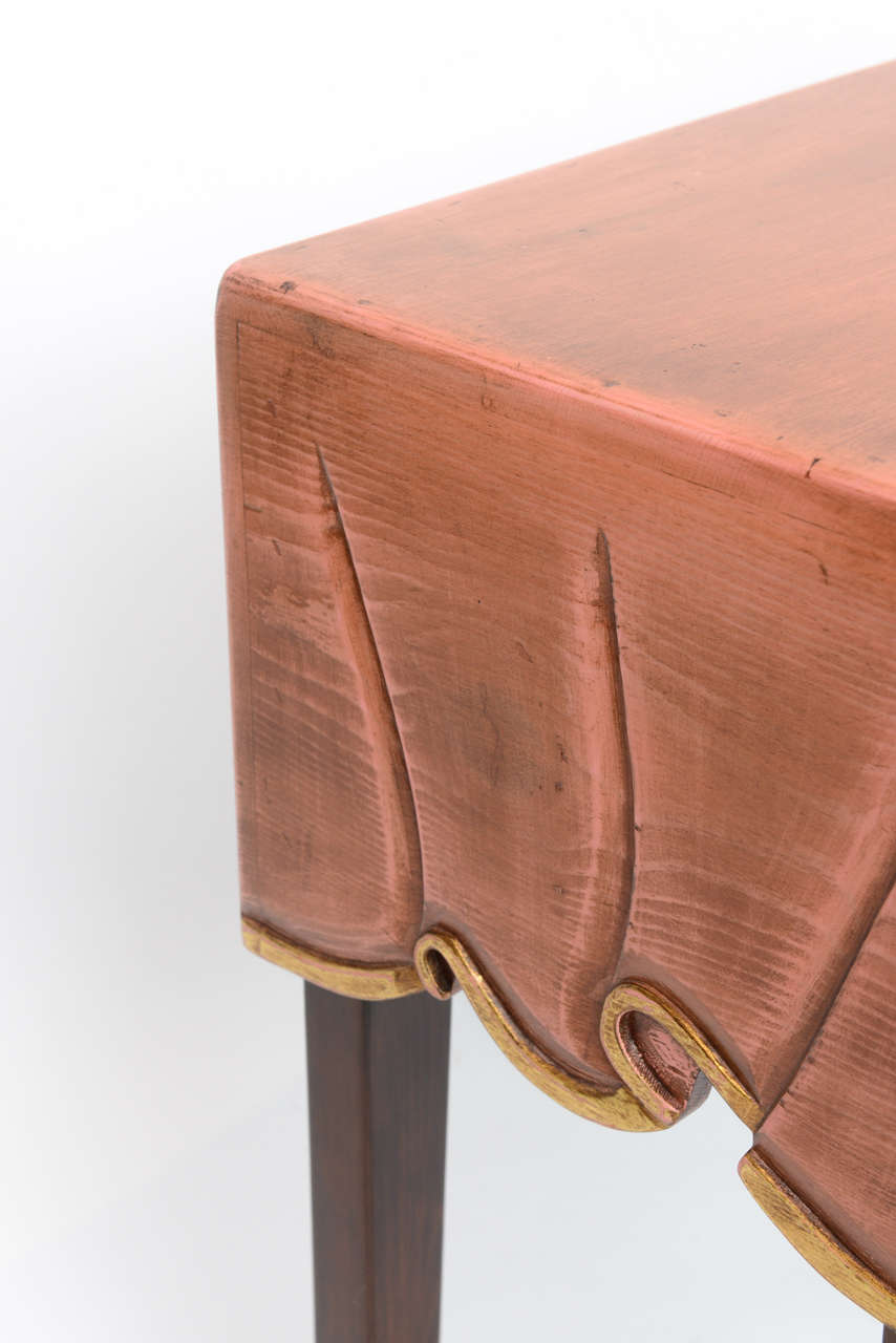 Mid-20th Century Decorative Table Cloth Clad Wood Side Table