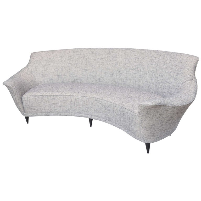 Ico Parisi Curved Back Sofa Manufactured by Ariberto Colombo For Sale