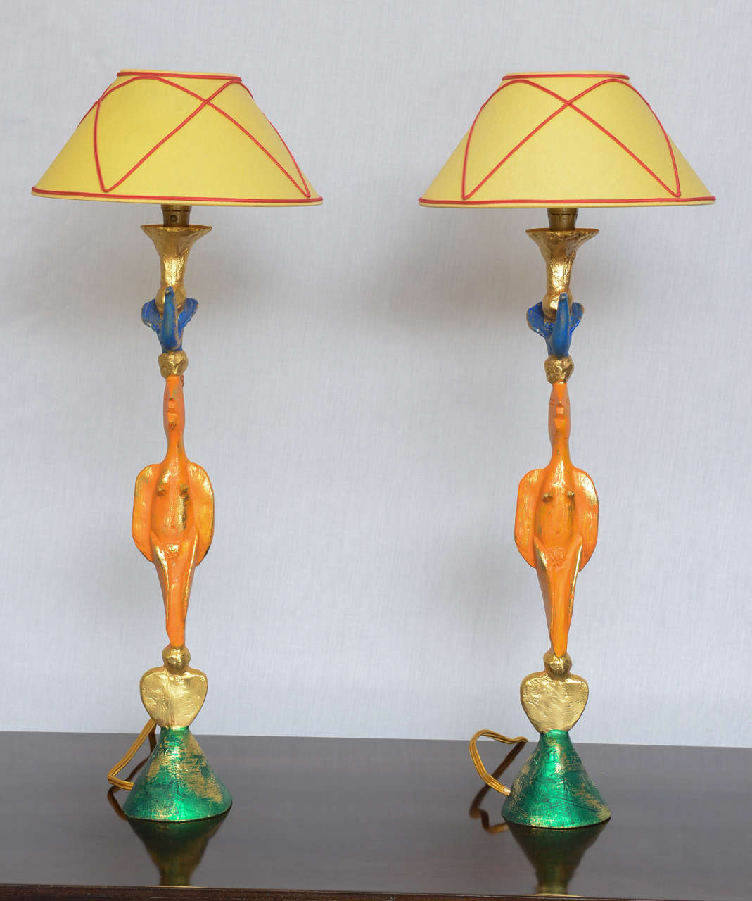 Pair of Whimsical French Figurative Bronze Lamps