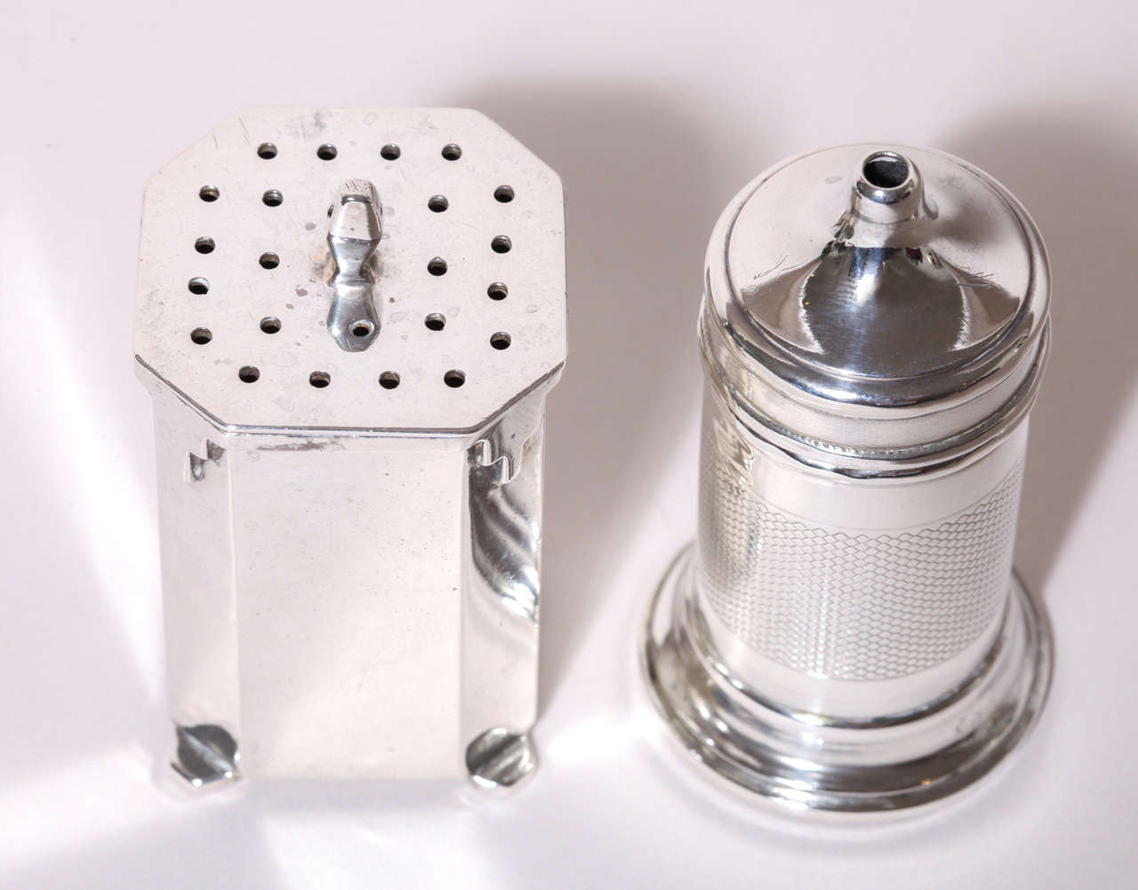 English Art Deco Silver Salt and Pepper Shakers