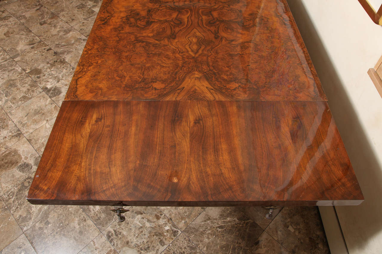 Beautiful French Art Deco Burl Walnut and Silver Leaf Dining Table For Sale 2