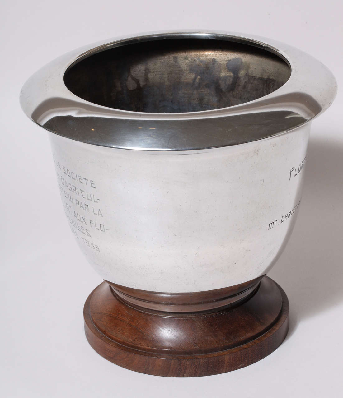 Mid-20th Century Wolfers Freres Belgium Art Deco Silver and Wood Cachepot For Sale