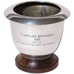 Wolfers Freres Belgium Art Deco Silver and Wood Cachepot