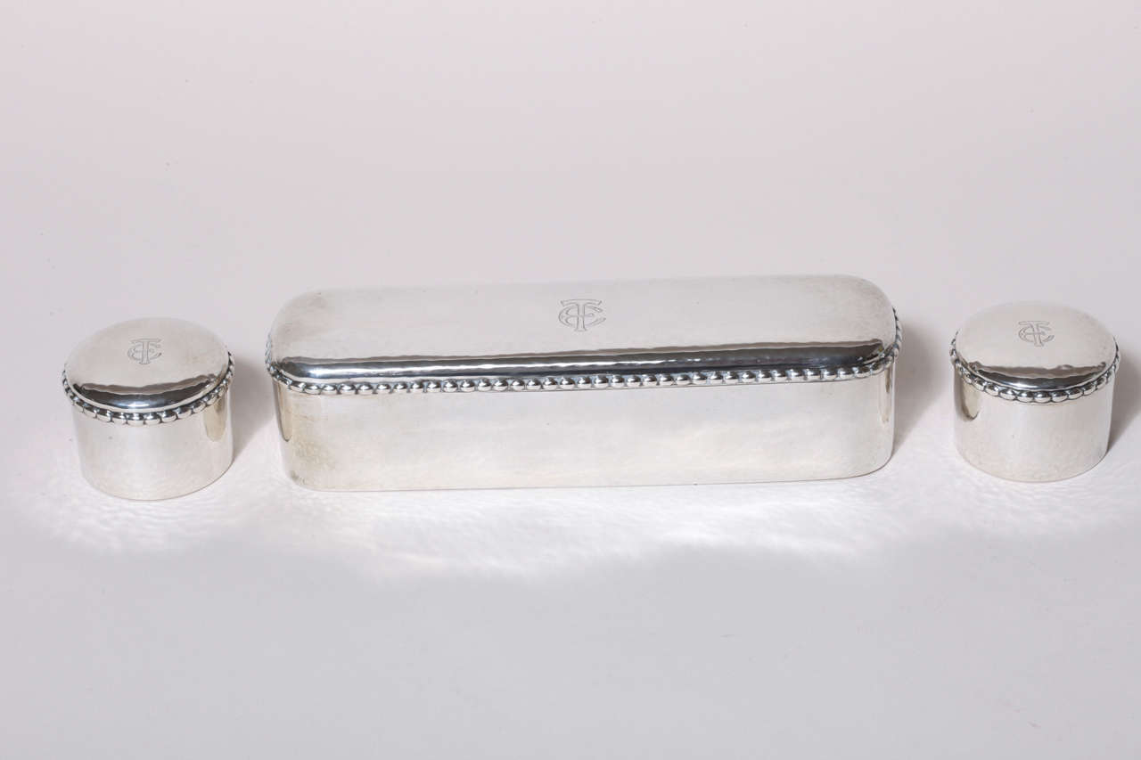 Swedish Art Deco Set of Three Sterling Silver Boxes For Sale 4