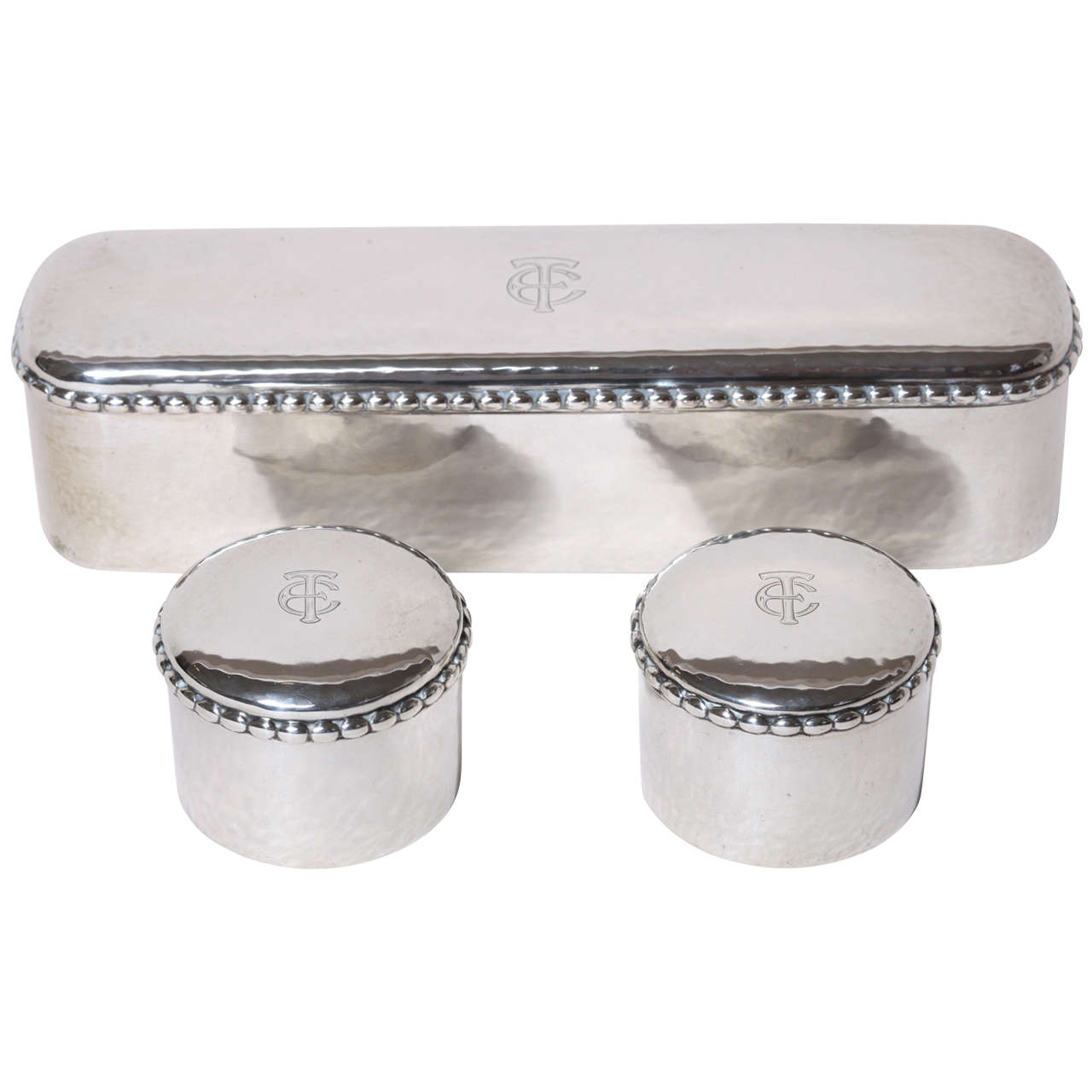 Swedish Art Deco Set of Three Sterling Silver Boxes For Sale