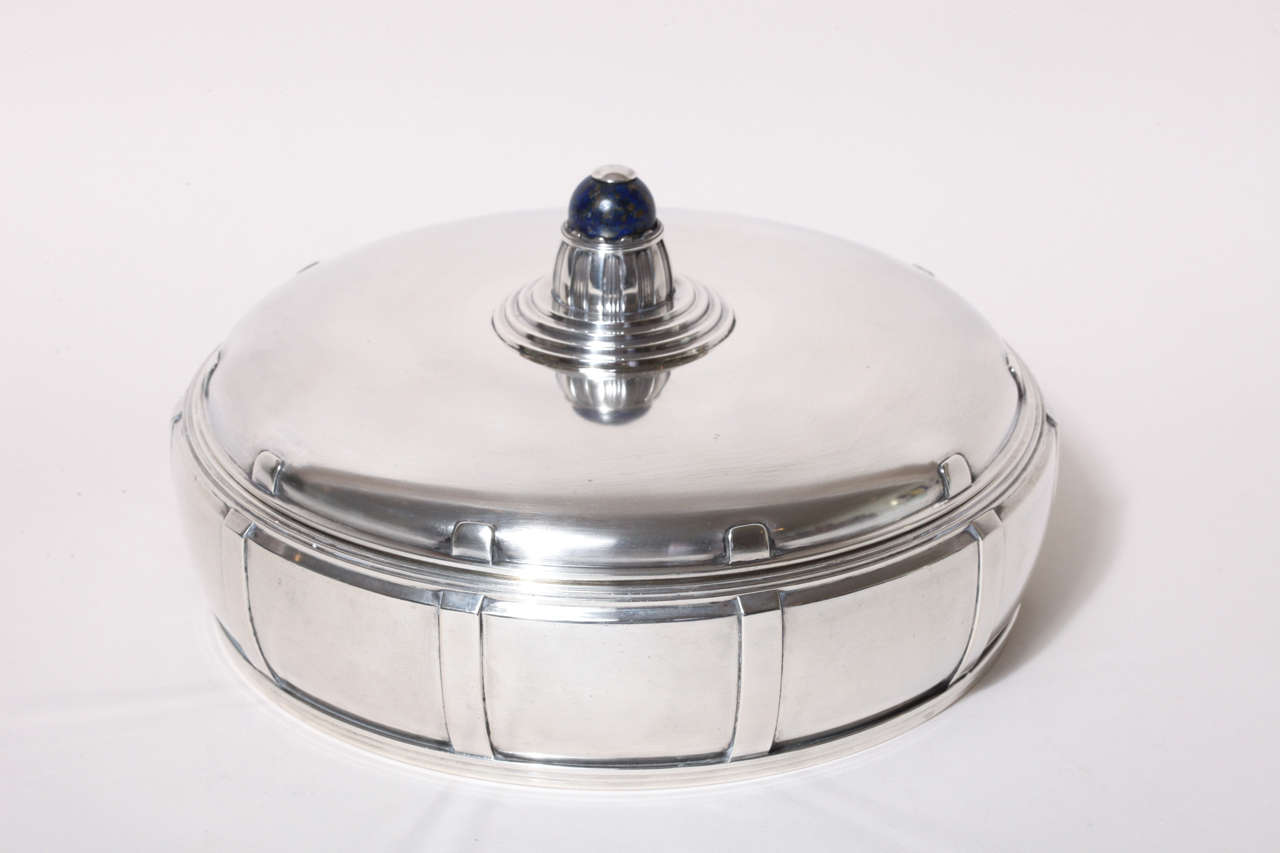 Jean Puiforct French Art Deco Sterling Silver and Lapis Lazuli Box