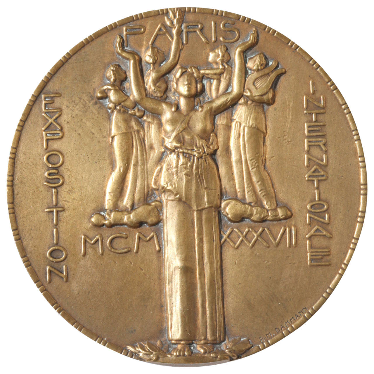 Bronze Art Medal Commemorating Exposition Internationale Des Arts et Techniques