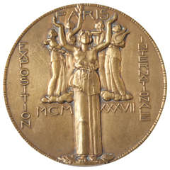 Bronze Art Medal Commemorating Exposition Internationale Des Arts et Techniques