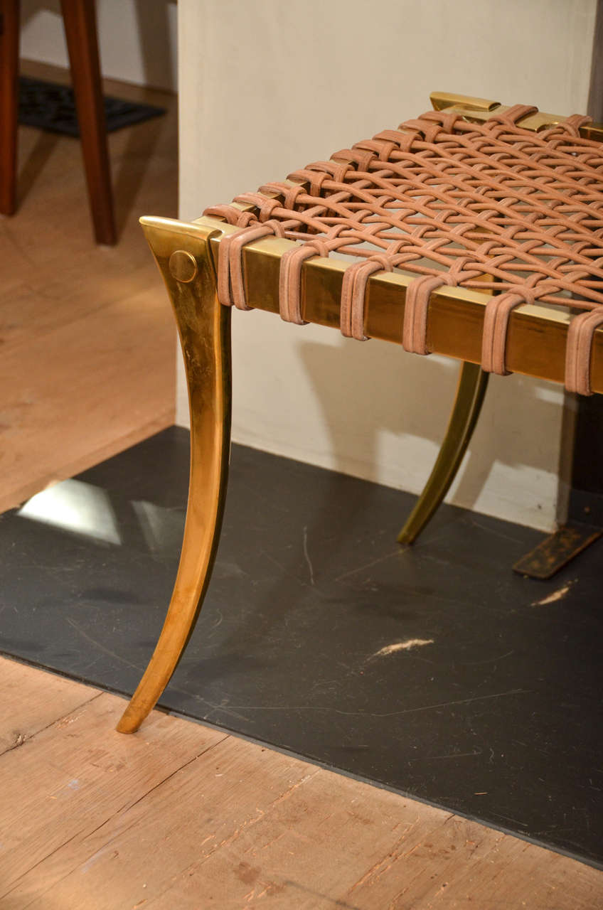 American Contemporary Klismos Bench in Brass in the Style of T.H. Robsjohn-Gibbings