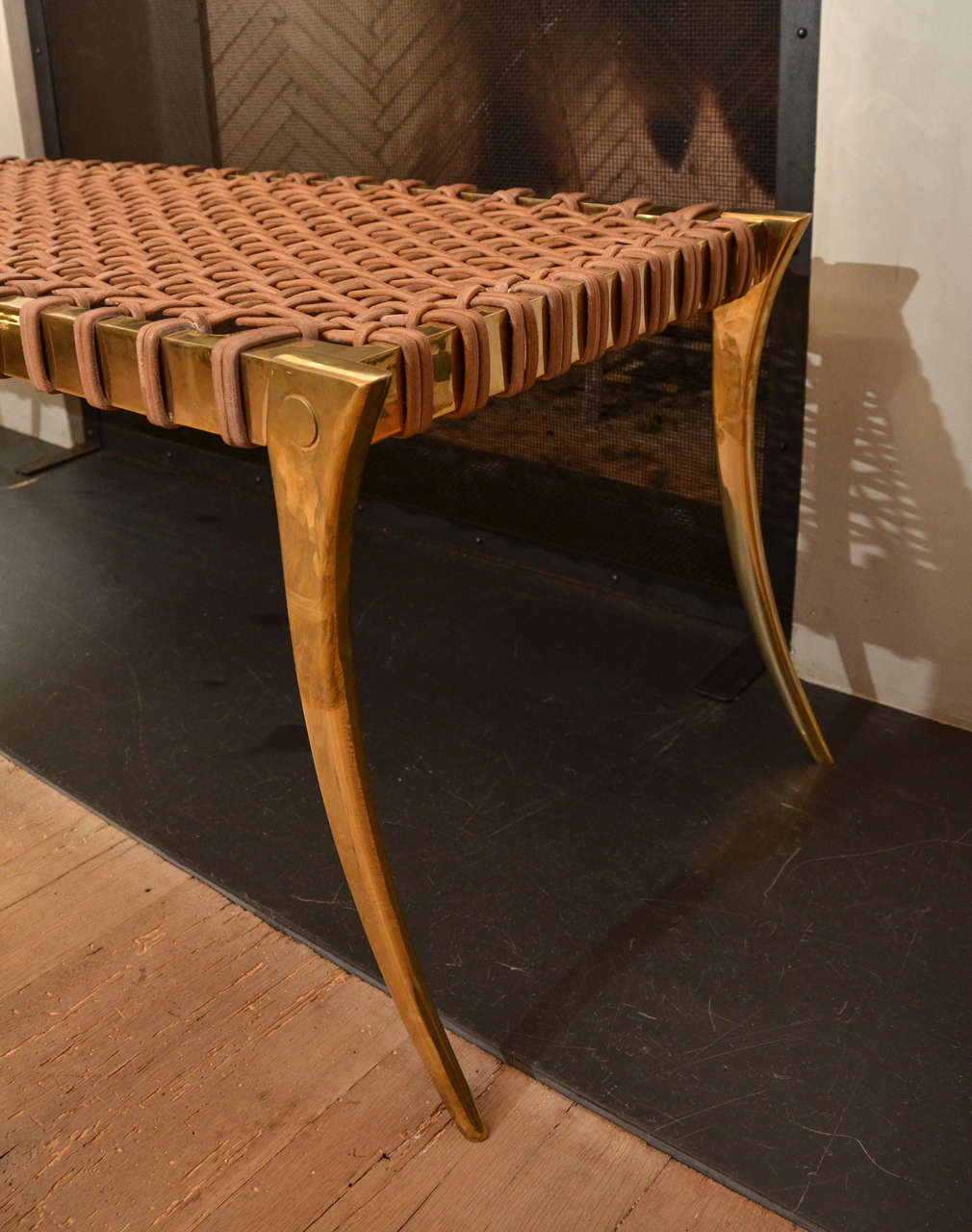 Contemporary Klismos Bench in Brass in the Style of T.H. Robsjohn-Gibbings 1
