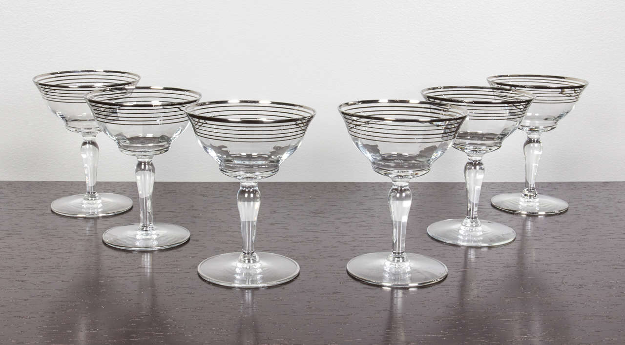 Beautiful Art Deco Set of Champagne Cocktail Glasses