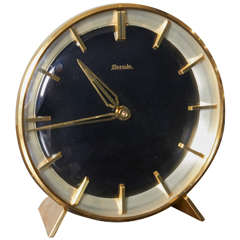 Vintage Art Deco Brass Wind-Up Clock by Hermle