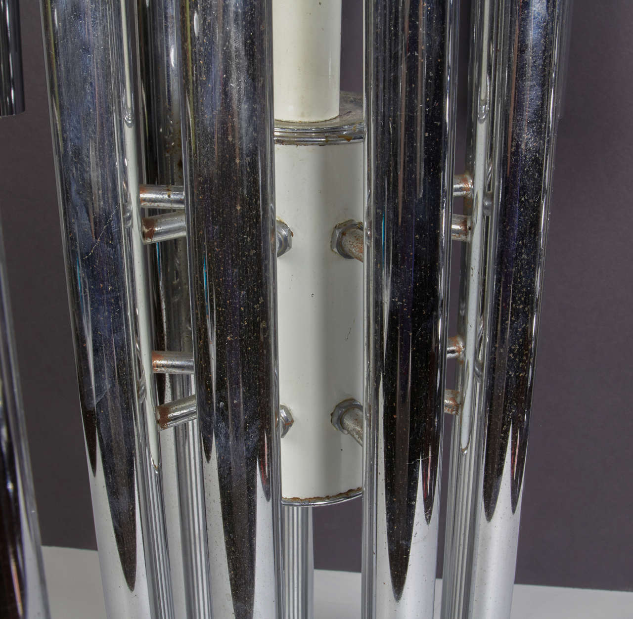 1970s Italian Esperia Chrome Tubular Fountain Chandelier In Good Condition For Sale In New York, NY