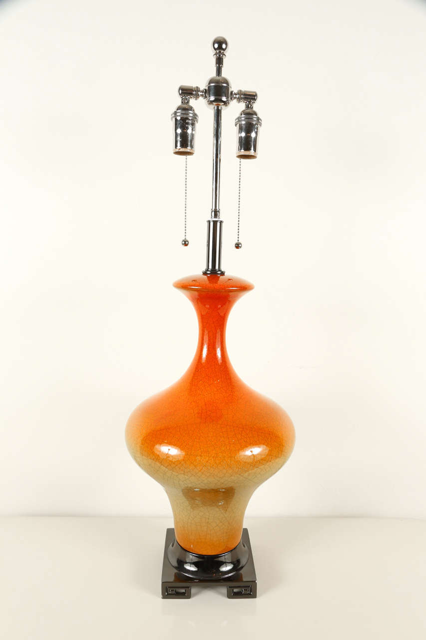 Beautiful Pair of Yellow and Orange Ombré Ceramic Lamps 1