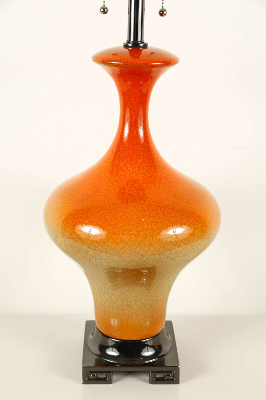 Beautiful Pair of Yellow and Orange Ombré Ceramic Lamps 2