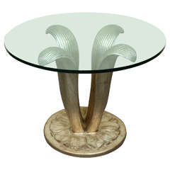 Beautiful Center Table with a Carved Leaf-Form Base and Glass Top 3