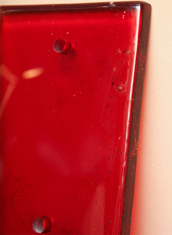 Pair of Red Glass Door Handle Plates For Sale 1