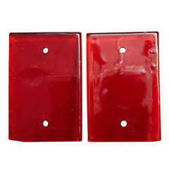 Pair of Red Glass Door Handle Plates