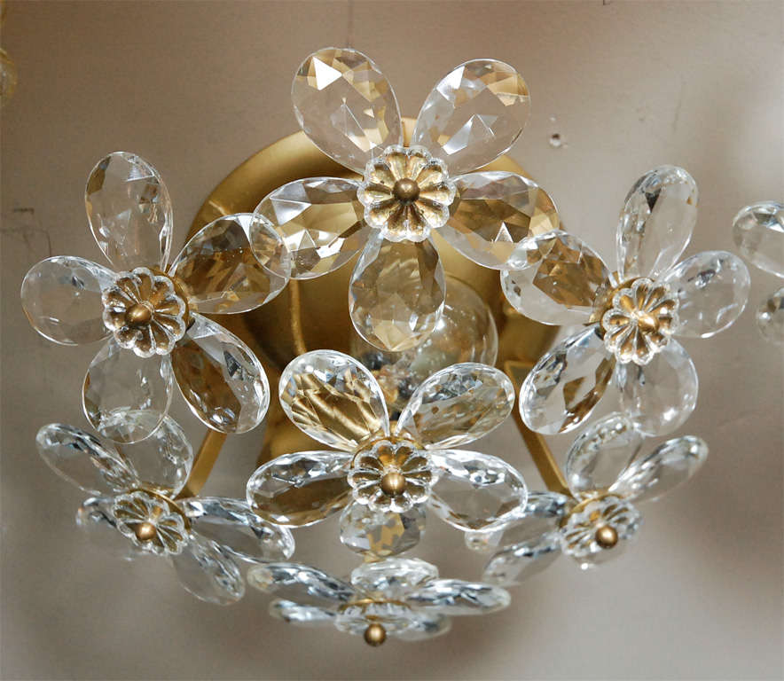 Petite Glass Flower Sconces In Excellent Condition In Beverly Hills, CA