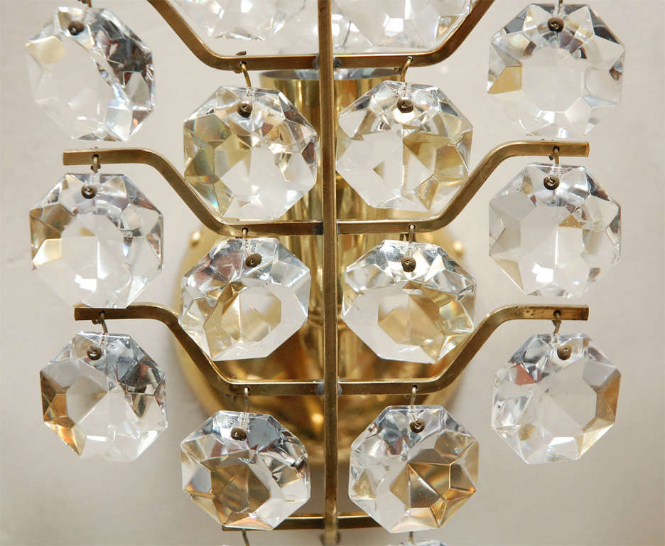 Italian Crystal Sconces In Excellent Condition In Beverly Hills, CA
