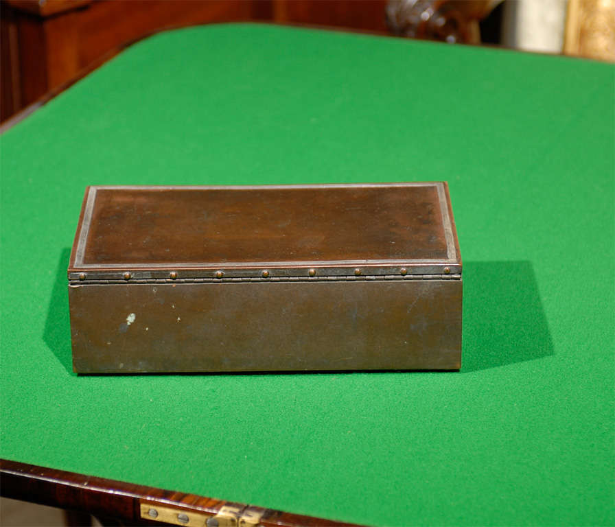 20th Century Bronze and Sterling Humidor with Wood Interior, circa 1912 For Sale 3