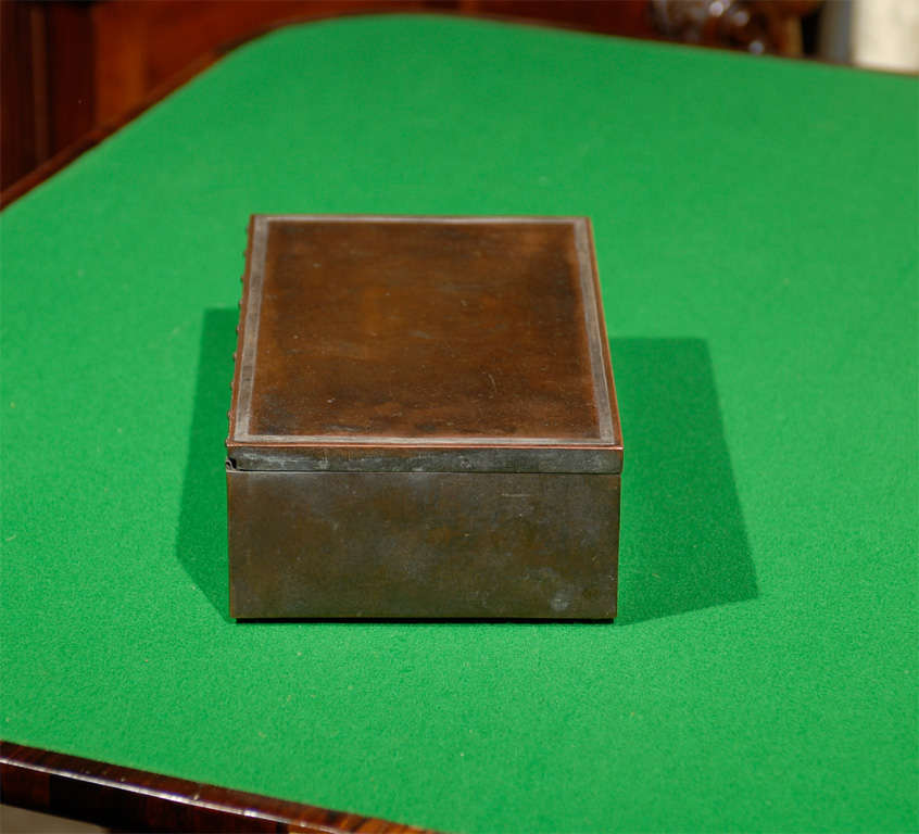20th Century Bronze and Sterling Humidor with Wood Interior, circa 1912 For Sale 4
