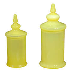 Pair Of Mid C French Opaline Jars Pair Of Mid C French Opaline Jars
