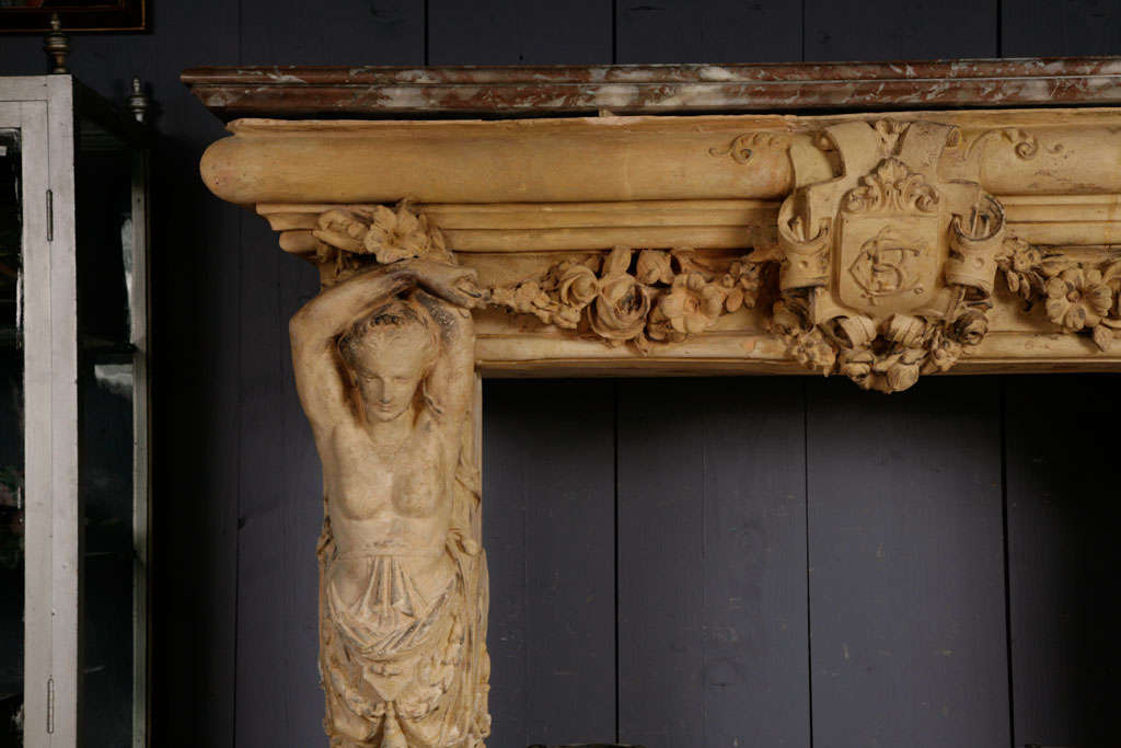 A 19th C. French terracotta fireplace / mantel piece  2