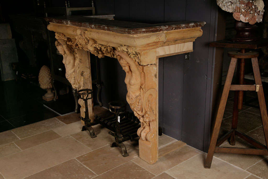 19th Century A 19th C. French terracotta fireplace / mantel piece 