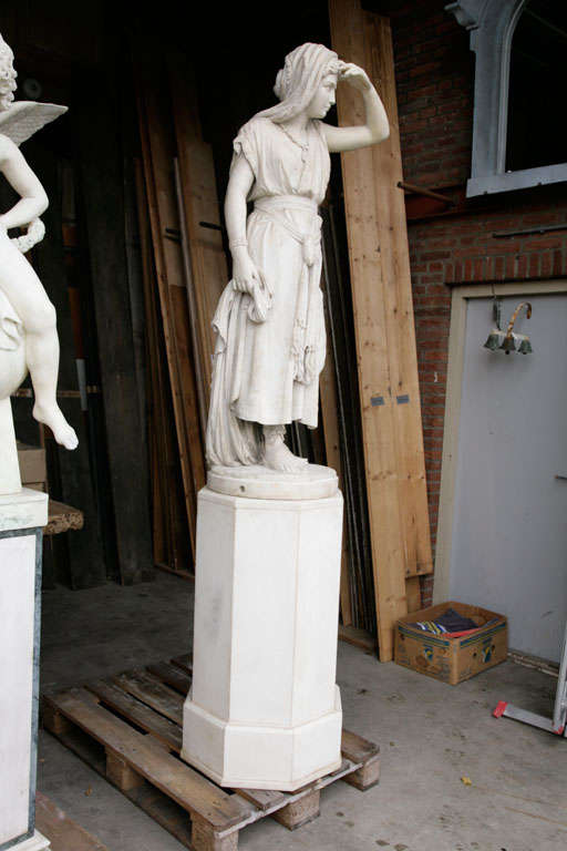 19th c. Carrara marble statue of Ruth
