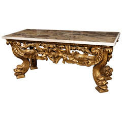 18th C. Console Table With Marble Top