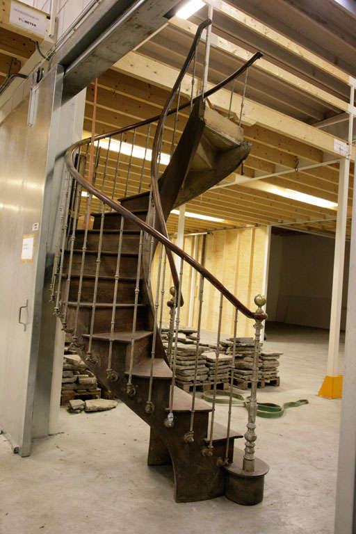 19th Century An antique walnut spiral staircase