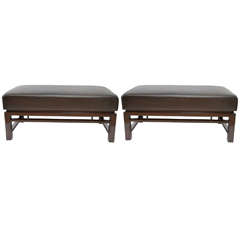 Pair of Leather Benches by Edward Wormley for Dunbar