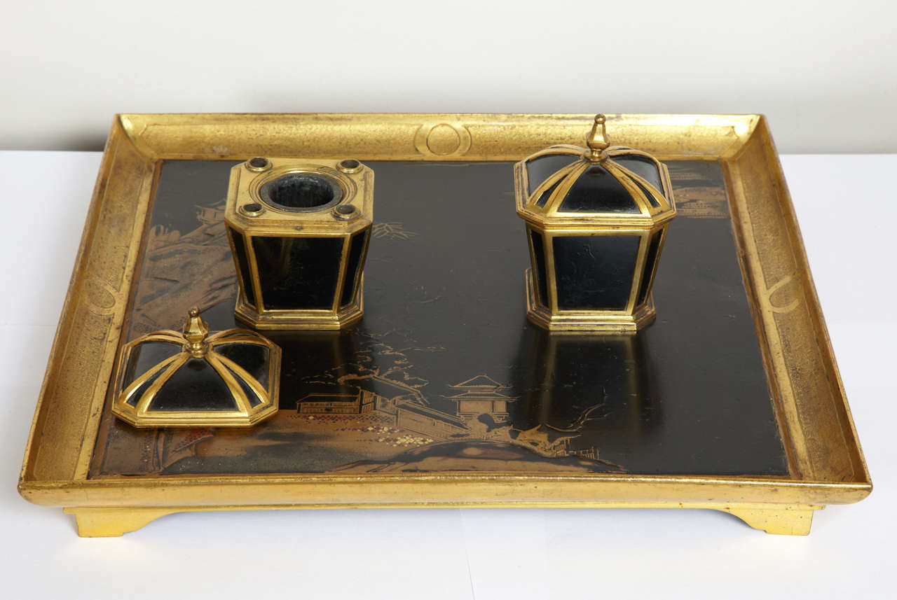 Louis XVI A Japanese Lacquer And Gilted Bronze Inkwell