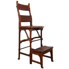Antique Library Chair Or Stepladder In The Taste Of Pugin