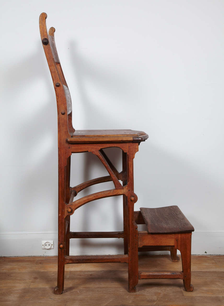 19th Century Library Chair Or Stepladder In The Taste Of Pugin