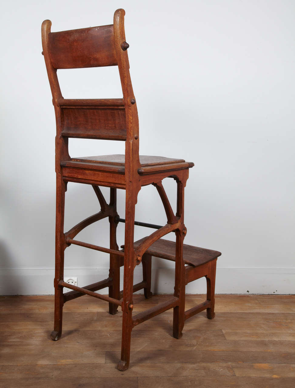 Oak Library Chair Or Stepladder In The Taste Of Pugin
