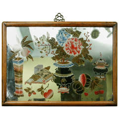 A Chinese Reverse Glass Painting and Mirrored Still Life, c. 1880