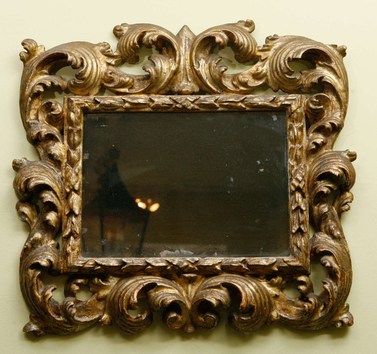 An Italian Carved and Gilt Wood Small  Mirror, c. 1800
