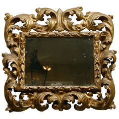 An Italian Carved and Gilt Wood Small  Mirror, c. 1800