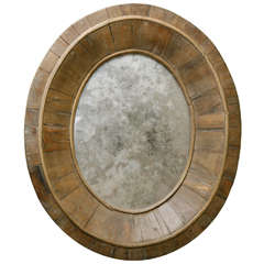 A Southern French Mirror constructed of Weathered Reclaimed Wood