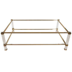 Coffee Table in Lucite and Brass by Pierre Vandel